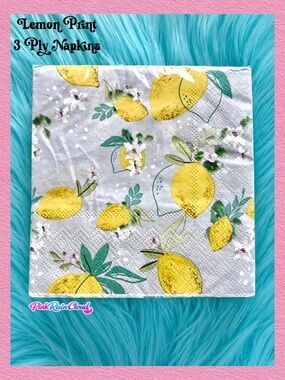 Mara-Mi Lemon Print Napkins 3-Ply 40 Count Party Decor